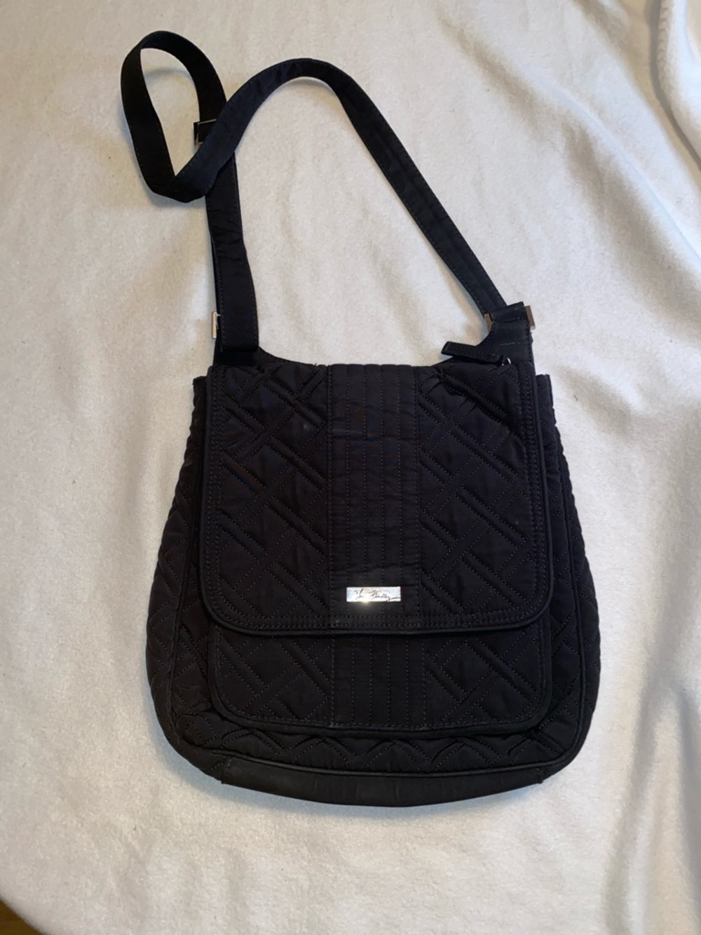 Vera Bradley Quilted Black Crossbody Bag with Flap